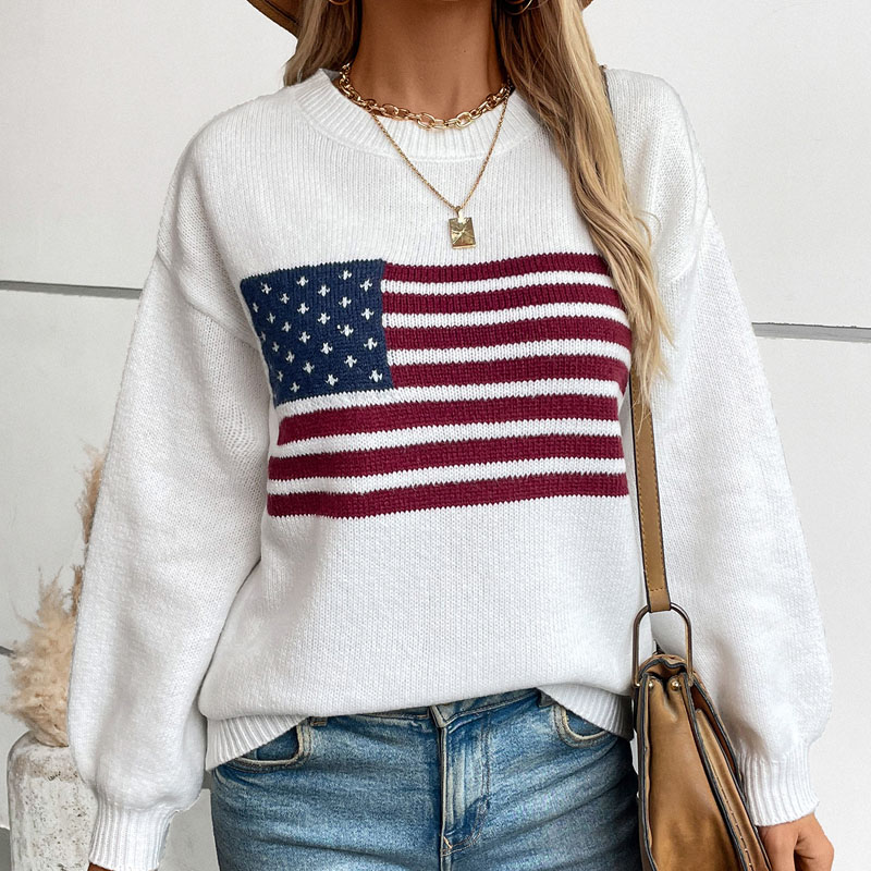 Pullover de drapeau américain Femmes de pull
