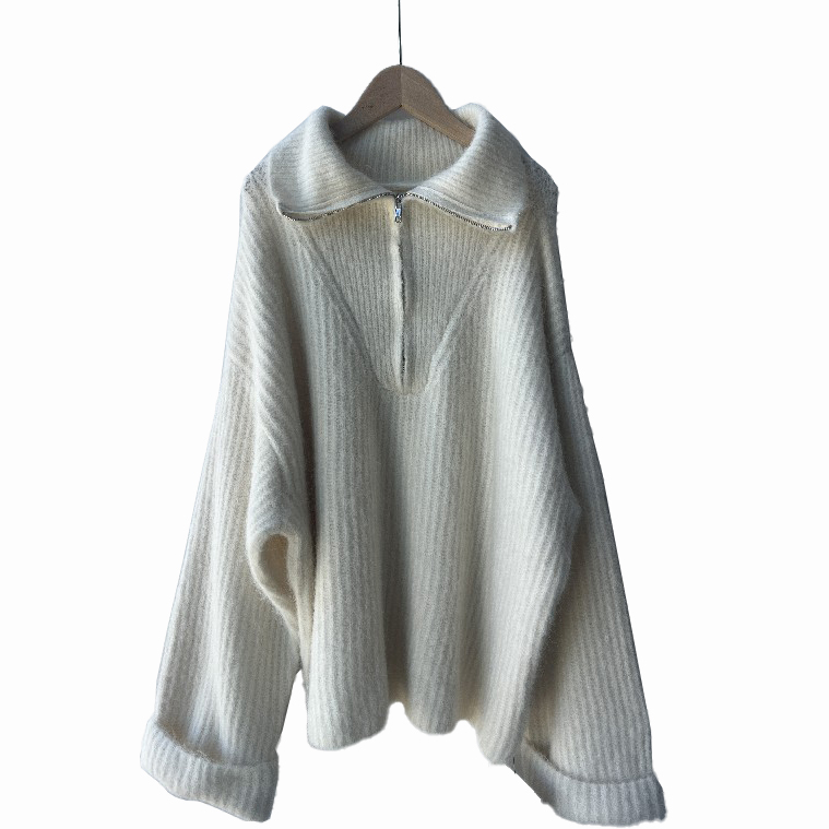Pull pour femmes en tricot à moitié zippé