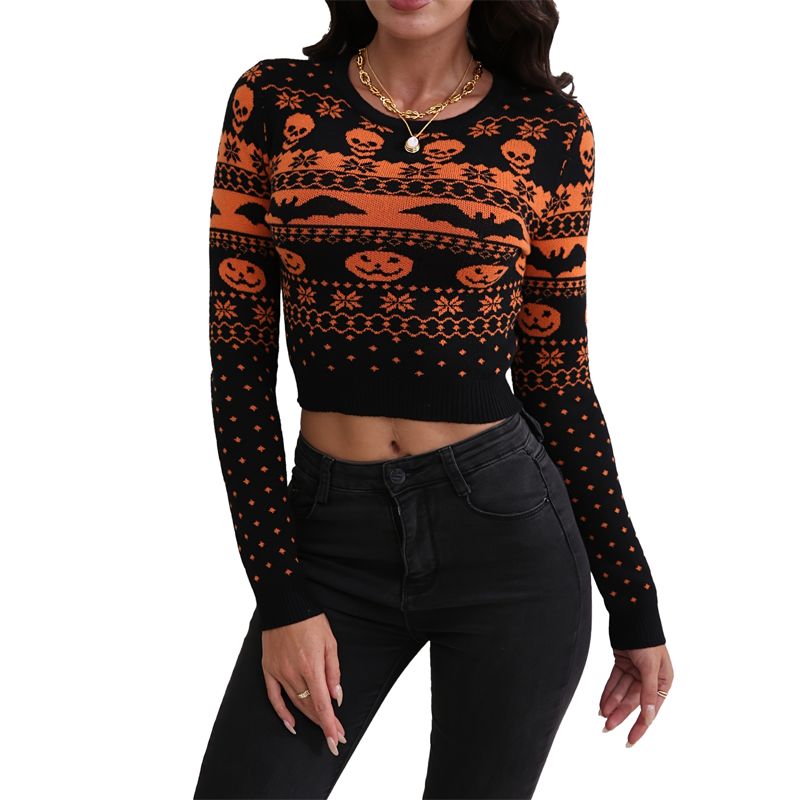 Halloween Bare Midfff Tops Pull Sweater Femmes