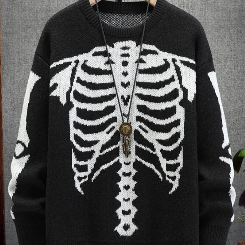 Halloween Skulls Crew Neck Mens Pull