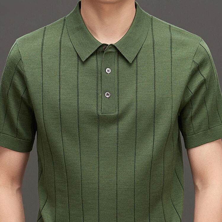 Pull à manches courtes à rayures polo