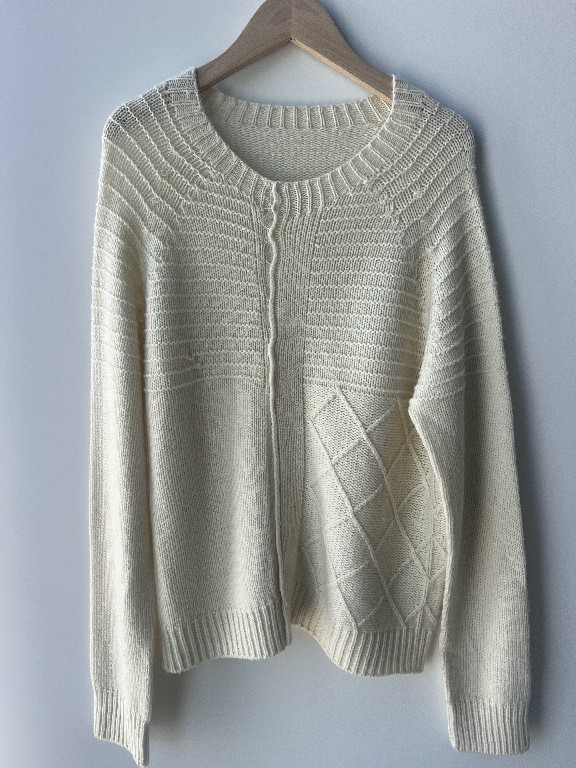 Jacquard Pullover White Pullover Pull Femmes