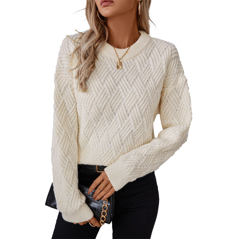 Pull en tricot vintage de cou d'équipage