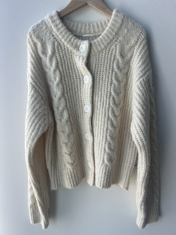 Pull cardigan à fleurs torsadés en tricot grossier féminin