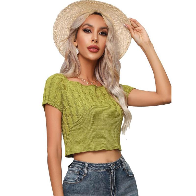 Pull en tricot à collier carré des femmes